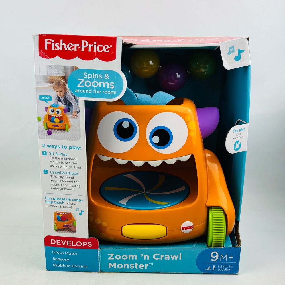 Fisher Price Zoom n Crawl Monster Baby Toy‎ Musical Ball Spinner Songs Sounds